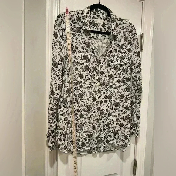 Gap Soft Boyfriend Fit Back White Floral Collared Button Down Pockets Size S - Picture 8 of 12